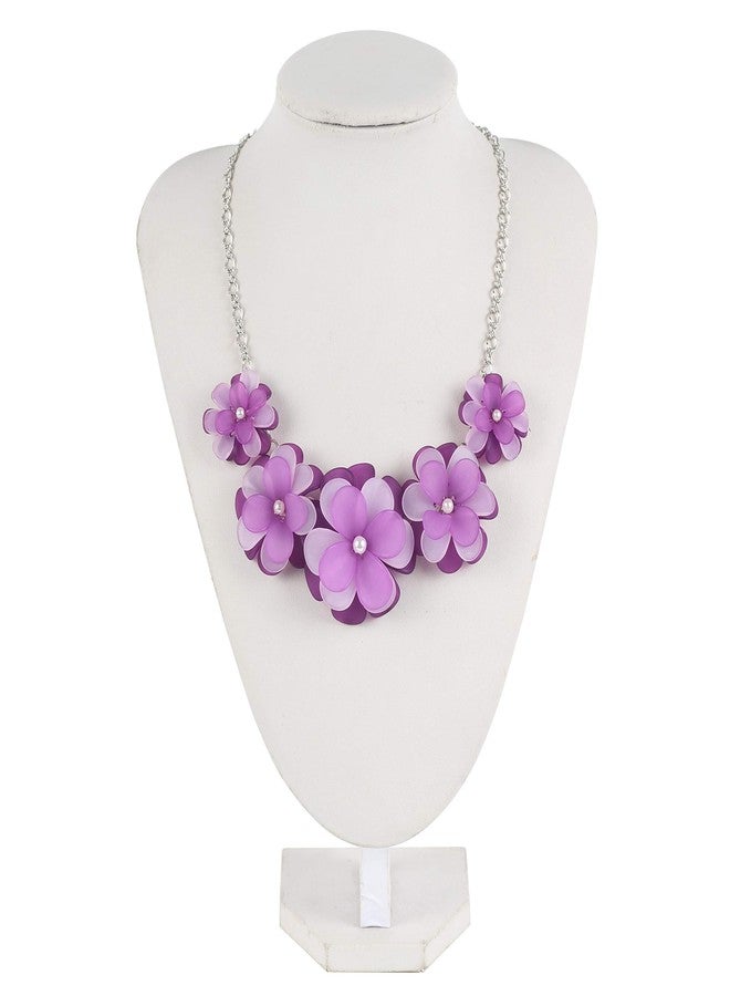 بوكار قلادة بوكار الزهرية، قلادات تشوكر صيفية مزينة بالزهور للنساء، هدية مجوهرات نسائية مصنوعة يدوياً للحفلات (NK-10241-أرجواني) - Image 2