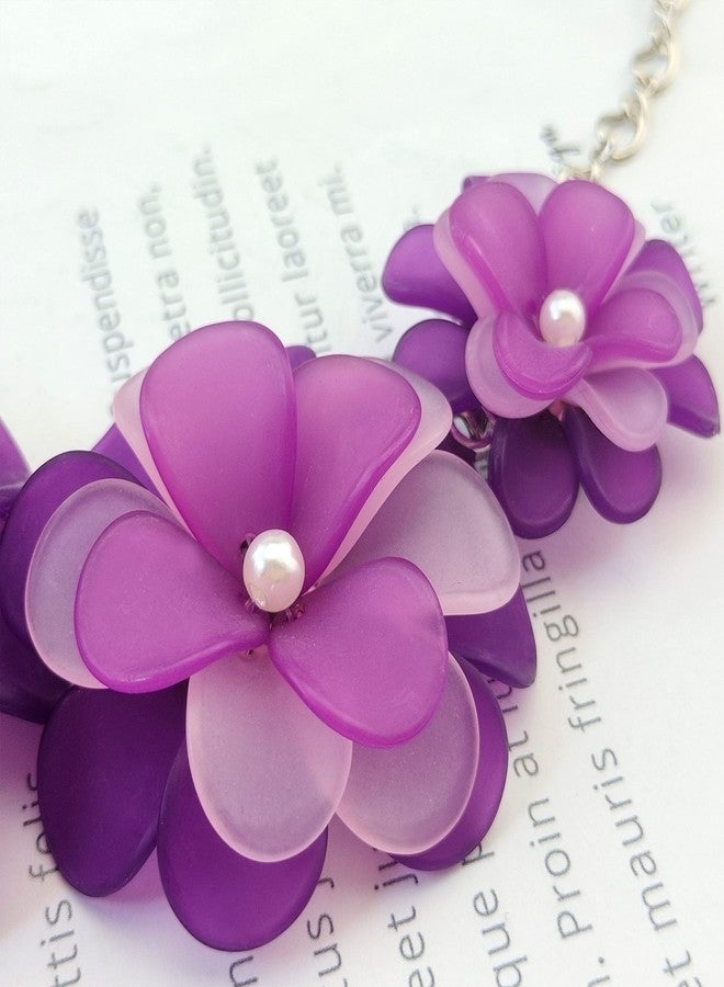 بوكار قلادة بوكار الزهرية، قلادات تشوكر صيفية مزينة بالزهور للنساء، هدية مجوهرات نسائية مصنوعة يدوياً للحفلات (NK-10241-أرجواني) - Image 4