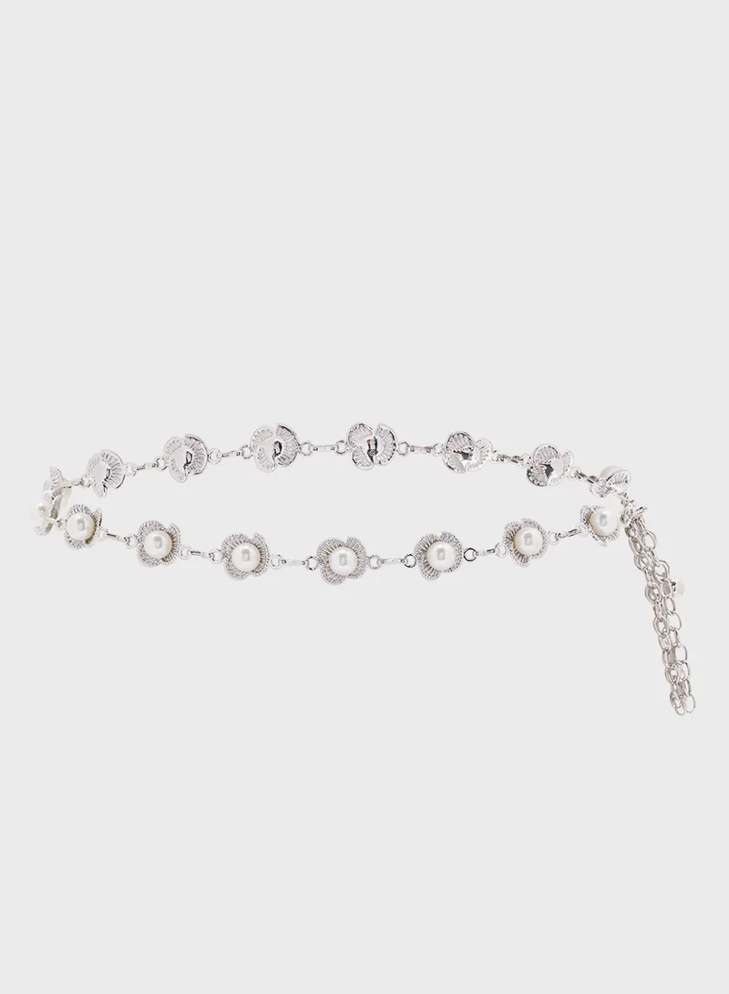 Ella Limited Edition Floral Pearl  Chain Belt