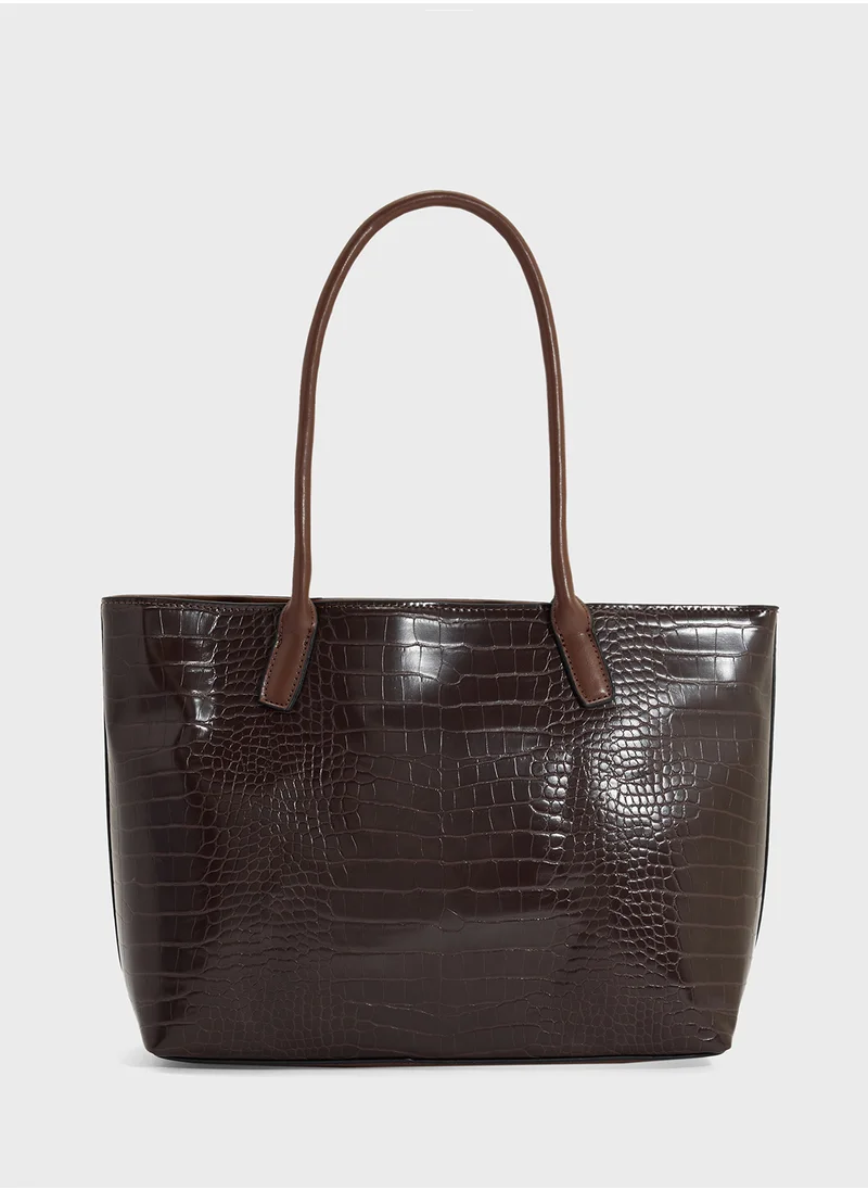 Khizana Horse Bit Detail Croc Tote Bag