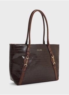Khizana Horse Bit Detail Croc Tote Bag  - Image 3