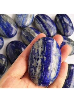 Loveliome Loveliome Lapis Lazuli Polished Stones, Oval Healing Palm Pocket Stone Indoor Fountain Stones Massage Energy Crystal  - Image 4