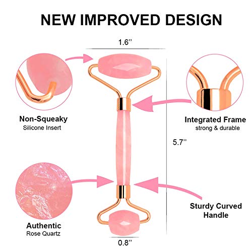 Sei Regina Jade Roller for Face - Rose Quartz Face Roller Skin Care - Stone Facial Roller, Face Massager for Women, Relieve Stress, Remove Wrinkles Eye Puffiness - Image 4
