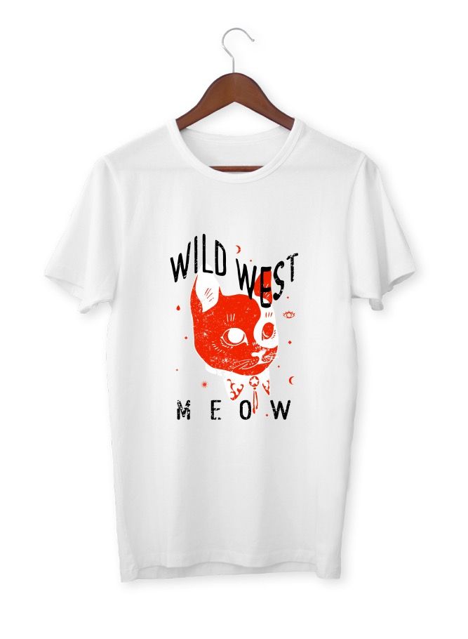 Mens Tshirt Printed Wild West Meow  - Image 2