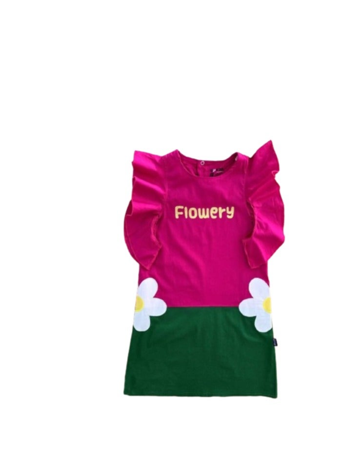 فستان بناتي اخضر في فوشيا