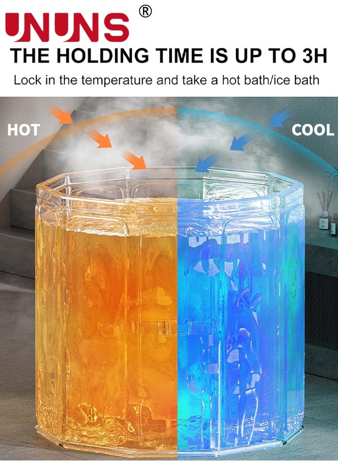 UNUNS Portable Foldable Bathtub for Adults,SPA Soaking Standing Bath Tub for Shower Stall,Freestanding Non-Inflatable Hot Ice Bath Tub,Quick Opening without Installation,No Water Leakage,66x70cm,Gradient blue - Image 3