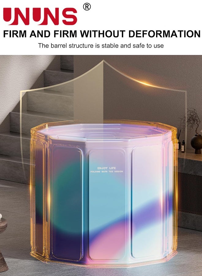 UNUNS Portable Foldable Bathtub for Adults,SPA Soaking Standing Bath Tub for Shower Stall,Freestanding Non-Inflatable Hot Ice Bath Tub,Quick Opening without Installation,No Water Leakage,66x70cm,Gradient blue - Image 5