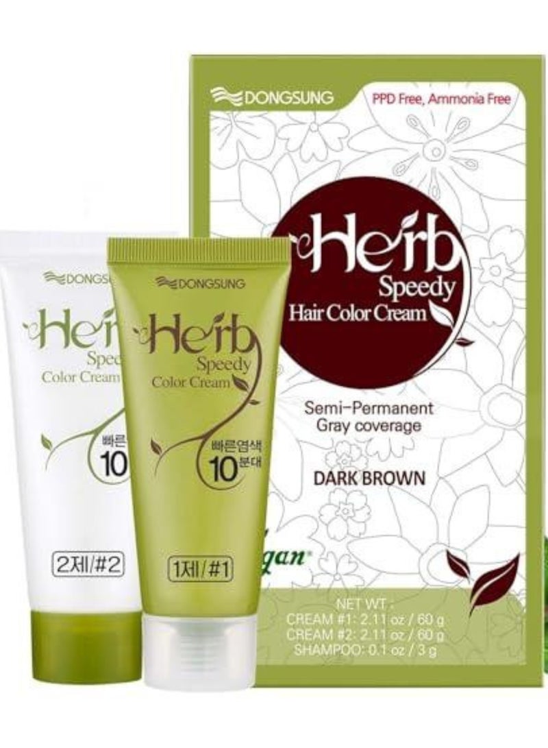 Herb Speedy Hair Color Cream, Ammonia Free (Dark Brown) - Image 1