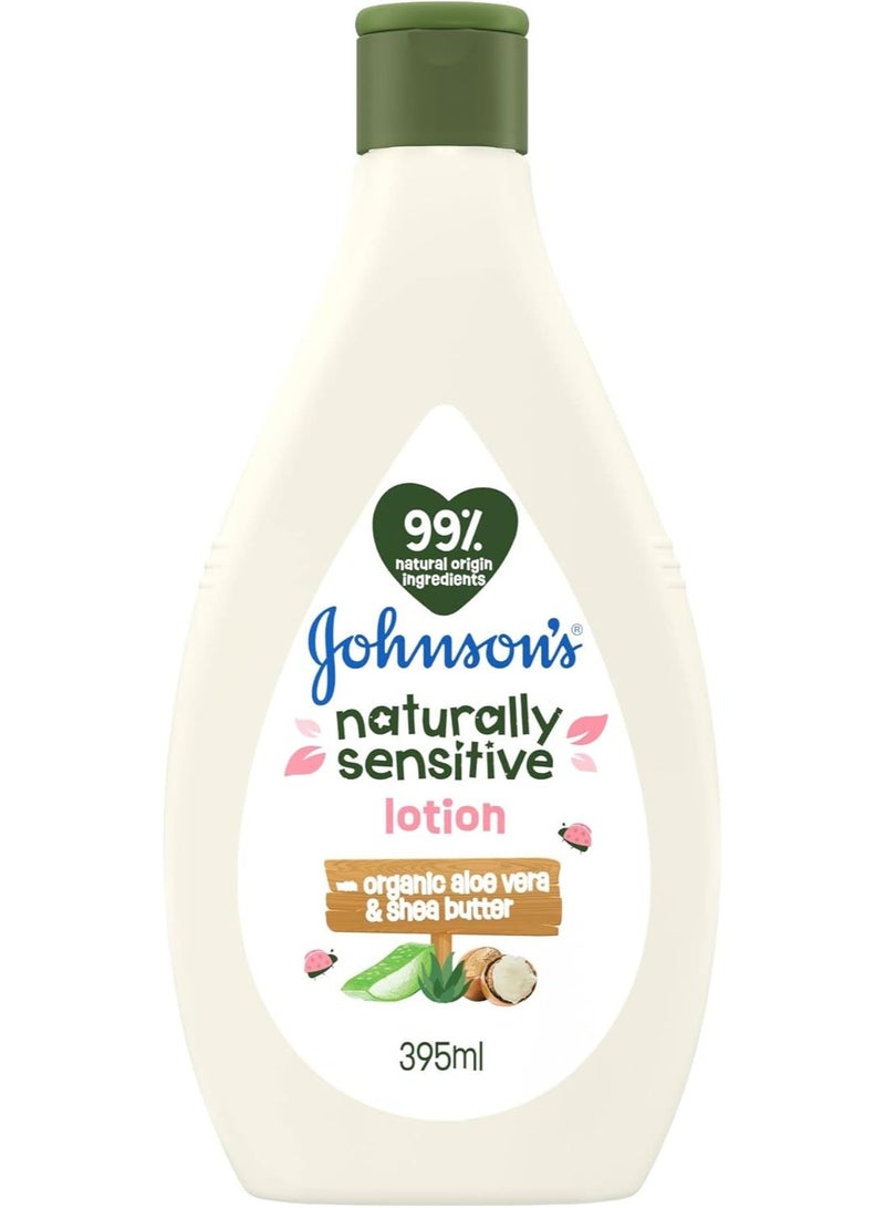 Johnson's Naturally Sensitive Lotion With Organic Aloe Vera & Shea Butter 395 ML - Image 1