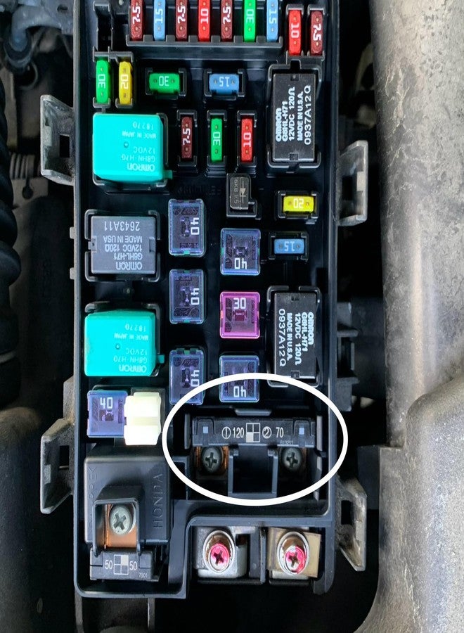 EAPP 38231-SFY-003 38231SFY003 فيوز متعدد (120 أمبير / 70 أمبير) مع براغي، بديل متوافق لسيارات هوندا أكورا أكورد بايلوت أوديسي إم دي إكس آر إل تي إل MUSB-A2 MUSBA2 - Image 4