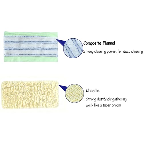 EaseYourDay Wet and Dry Flat Mop Head, Super Firm Clip on Pads, 2 Washable Mop Pads, Compatible with All Standard US Threading Pole - Image 4
