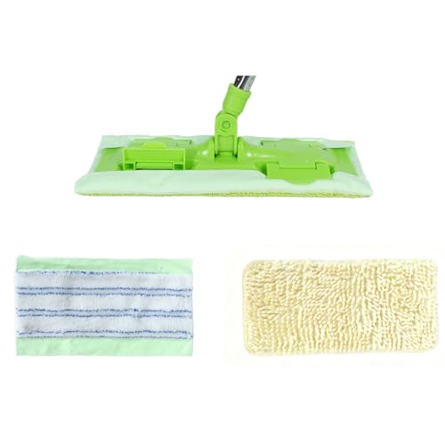 EaseYourDay Wet and Dry Flat Mop Head, Super Firm Clip on Pads, 2 Washable Mop Pads, Compatible with All Standard US Threading Pole - Image 1