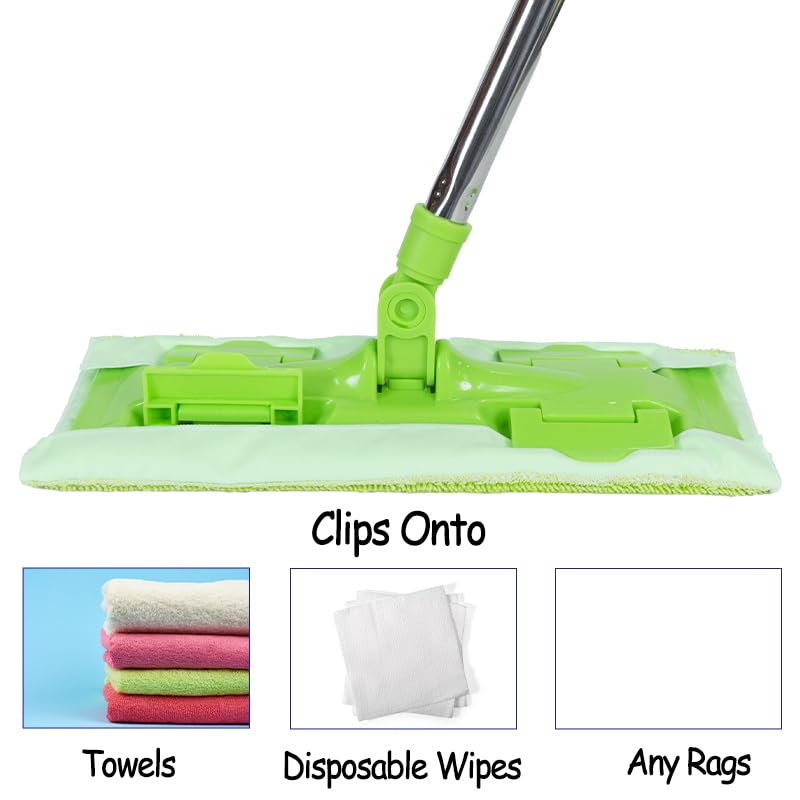 EaseYourDay Wet and Dry Flat Mop Head, Super Firm Clip on Pads, 2 Washable Mop Pads, Compatible with All Standard US Threading Pole - Image 5