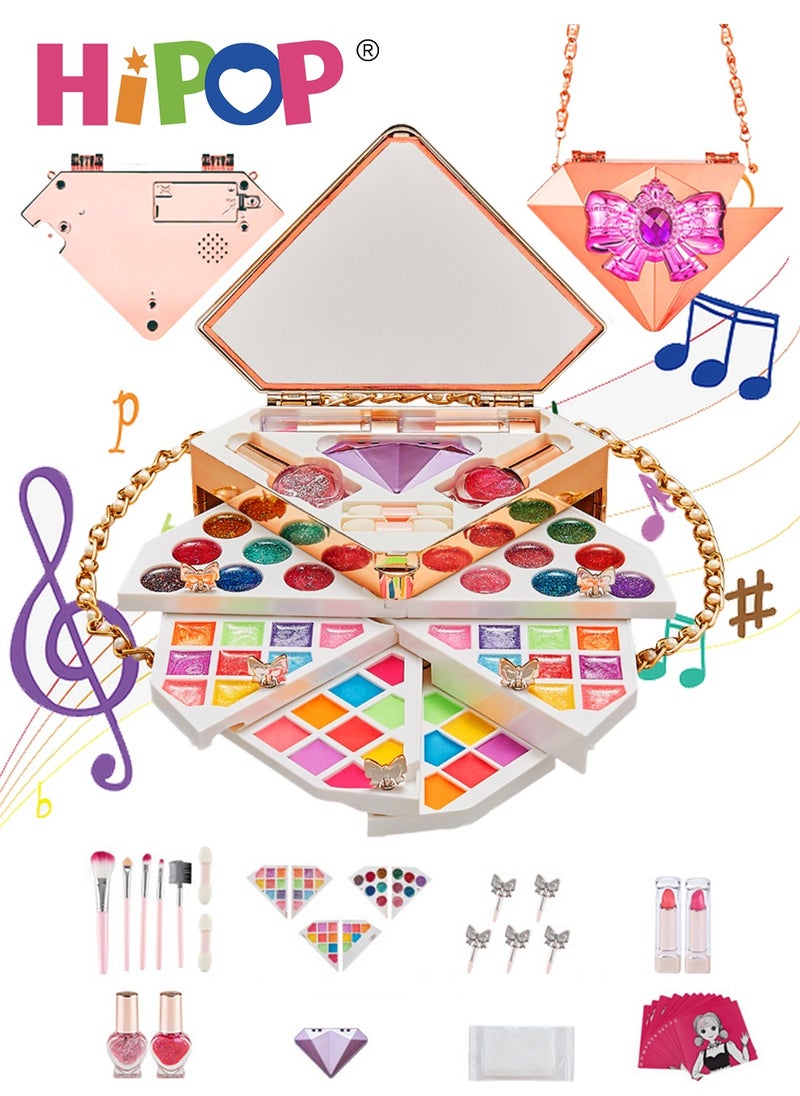 HIPOP Kid Makeup Set Toy,Cosmetic Toys With 45 Modules,Extendable And Portable,Non Toxic,Girls Pretend Play Toy  - Image 1