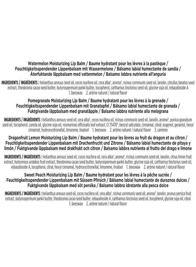 Burt's Bees Christmas Gifts, 4 Lip Balms Stocking Stuffers Products, Beeswax Bounty Fruit Mix - Watermelon, Pomegranate, Dragonfruit Lemon & Sweet Peach (4-Pack) - Image 5