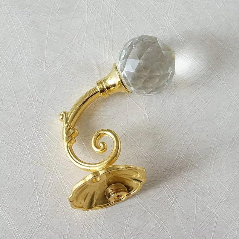 خطافات زجاجية بلورية ذهبية مثبتة على الحائط لتعليق المعاطف والحقائب والمفاتيح والمناشف وملحقات الحمام والردهة - Image 2