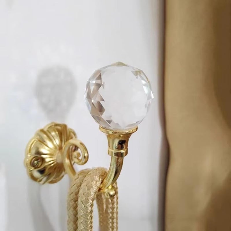 خطافات زجاجية بلورية ذهبية مثبتة على الحائط لتعليق المعاطف والحقائب والمفاتيح والمناشف وملحقات الحمام والردهة - Image 4