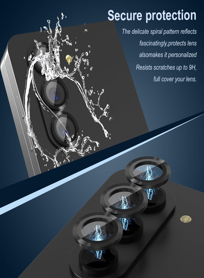 Suoman for Samsung Galaxy Z Fold 5 Camera Lens Protector, Metal Texture Style Tempered Glass Camera Lens Cover [Metal CD Lines] - Black - Image 3