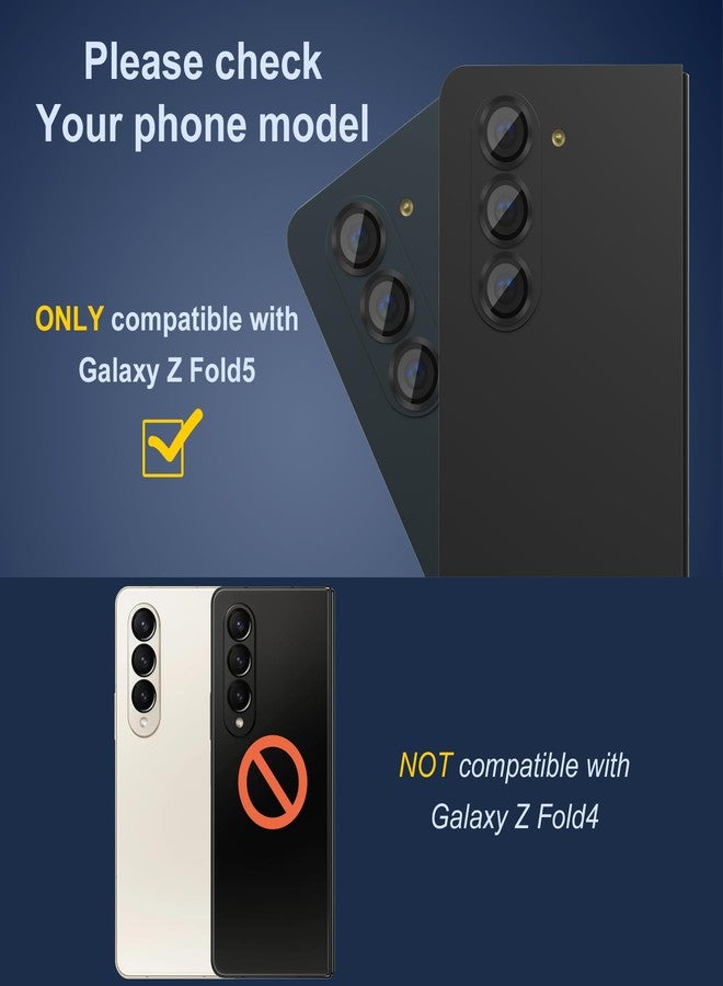 Suoman for Samsung Galaxy Z Fold 5 Camera Lens Protector, Metal Texture Style Tempered Glass Camera Lens Cover [Metal CD Lines] - Black - Image 2