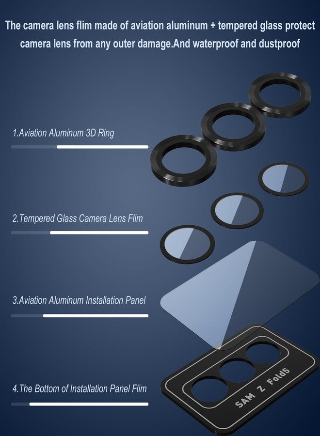 Suoman for Samsung Galaxy Z Fold 5 Camera Lens Protector, Metal Texture Style Tempered Glass Camera Lens Cover [Metal CD Lines] - Black - Image 5