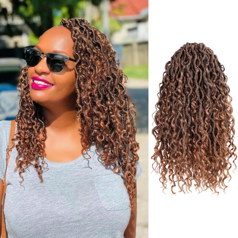 Goddess Locs Crochet Hair 7 Packs Curly Faux Locs Crochet Hair 12 Inch Pre Looped Bohemian River Locs Crochet Hair for Kids and Black Women and Kids 12 Inch7 Packs1B30