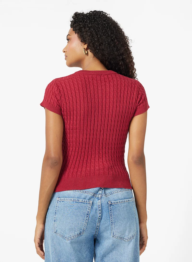 جينجر Cable Knit Button Up Cardigan