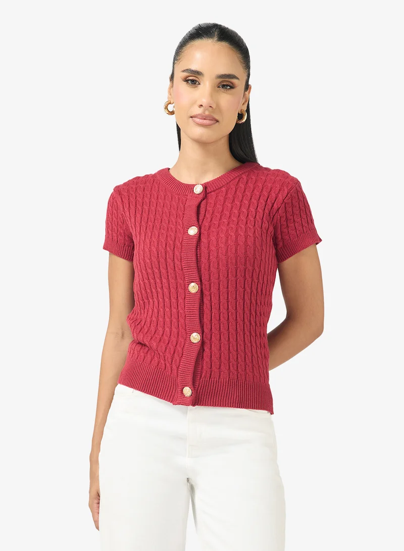 Ginger Cable Knit Button Up Cardigan