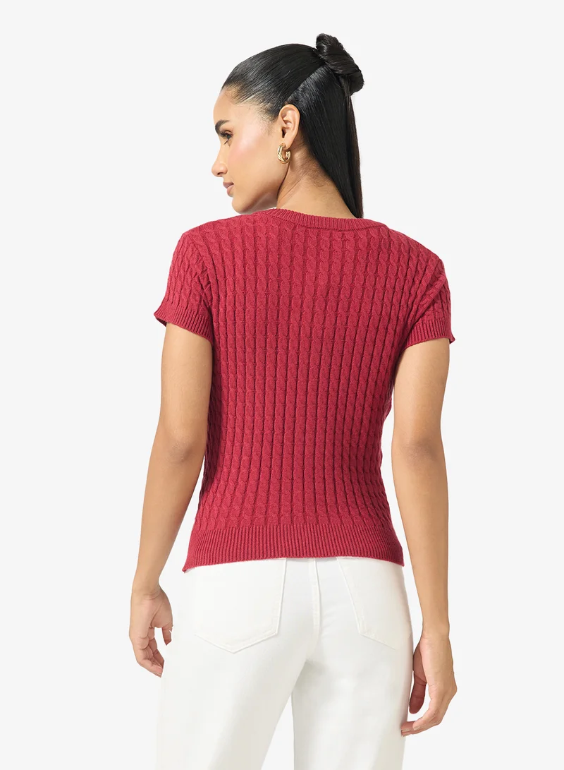 Ginger Cable Knit Button Up Cardigan