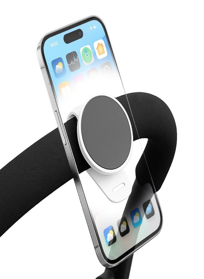 Longomat Stroller Phone Holder Universal Phone Holder for Stroller Strong magnetic phone holder with adjustable strap, stable and safe, compatible with fitness equipment, strollers, shopping carts, White - Image 1