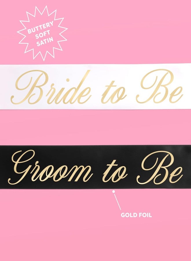 أكس أو، فيتي xo, Fetti Bride and Groom Sash Duo 2 Pack | White and Black satan, Gold Foil, Bridal Shower, Linegate Party, Bachelorette Decor, Wedding Mr & Mrs. - Image 2