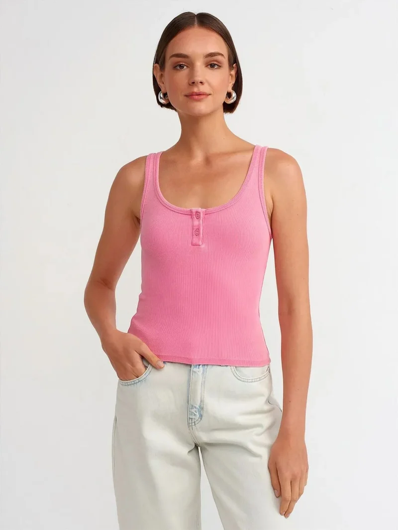 ديلفين Dilvin Sleeveless Slim-fit Jersey Blouse