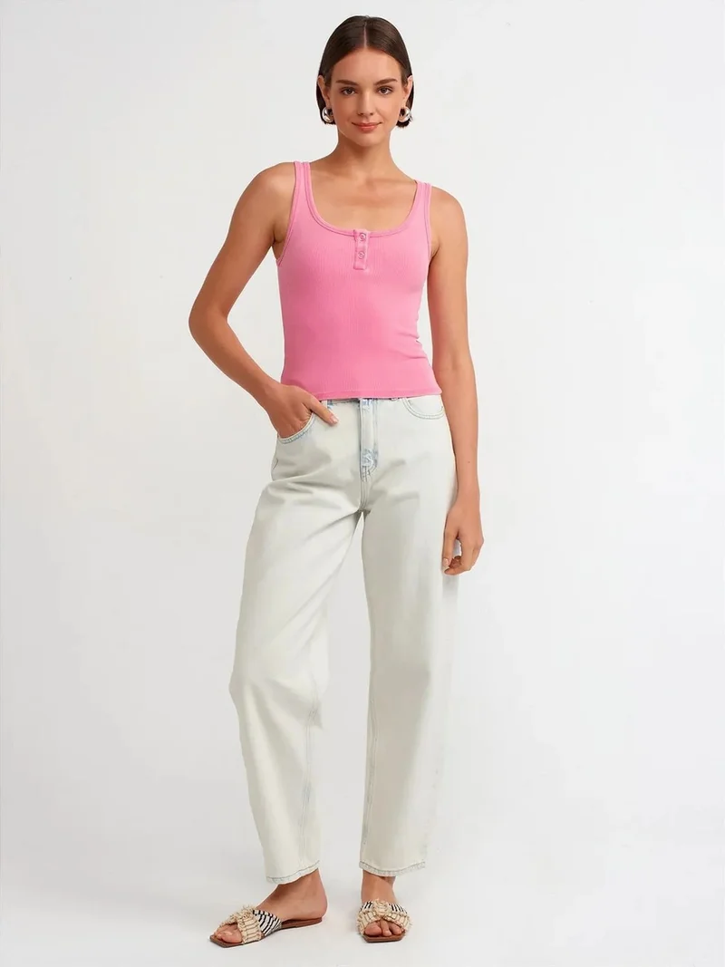 ديلفين Dilvin Sleeveless Slim-fit Jersey Blouse