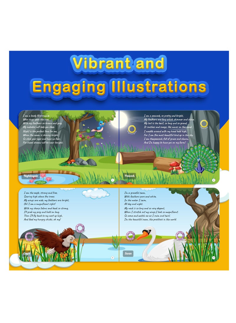 Kiddale Pack of 2 Musical Wild Animals Nursery Rhymes and Chirping in The Sky Birds Rhymes Sound Book for 1+ Year Old|Interactive Touch n Play Sound Book|Learning & Education for 1-3 Years Old  - Image 3