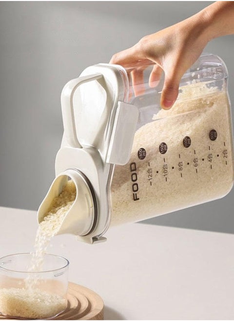 Pure Acrylic Beans Canister Set - Airtight with Practical Scale - White - 1800 ml Ha