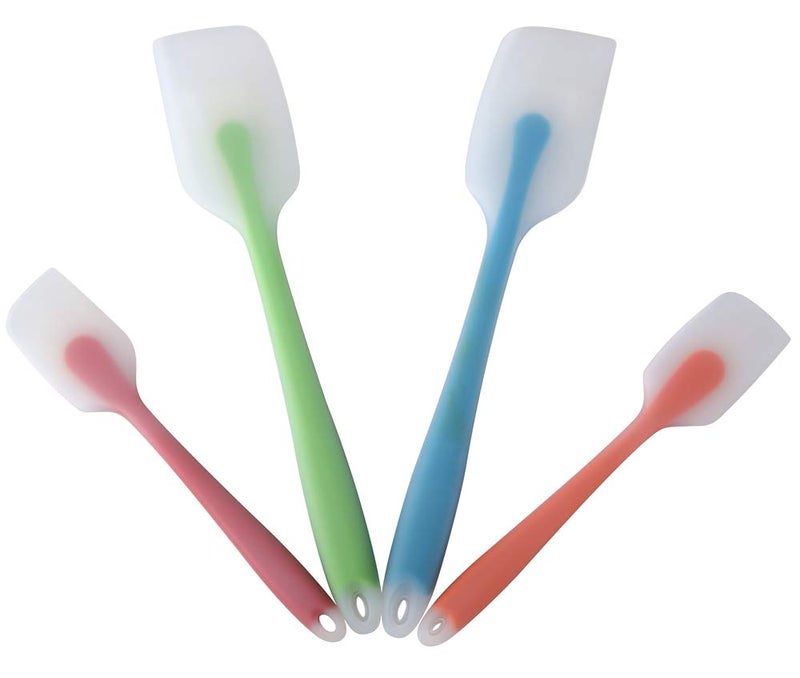 HiramWare Silicone Spatula Set of 4 - Heat Resistant Flexible Spatula 450F with Stainless Steel Core - Food Grade Premium Good Grip Kitchen Utensils - Seamless  Heavy Duty  BPA Free  Dishwasher Safe