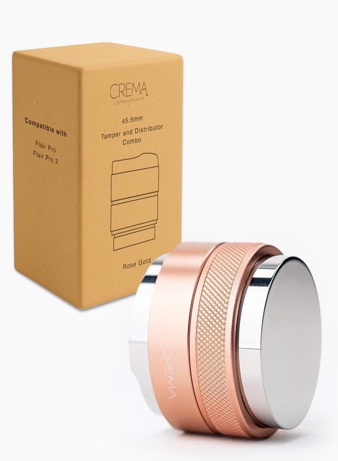 CREMA Coffee Products 46mm Hand Tamper & Coffee Distributor V2 | Compatible with Flair Pro and Pro 2 Portafilter | Double-Sided, Adjustable Depth Tool|Made with Durable 304 Stainless Steel|Rose Gold - Image 1