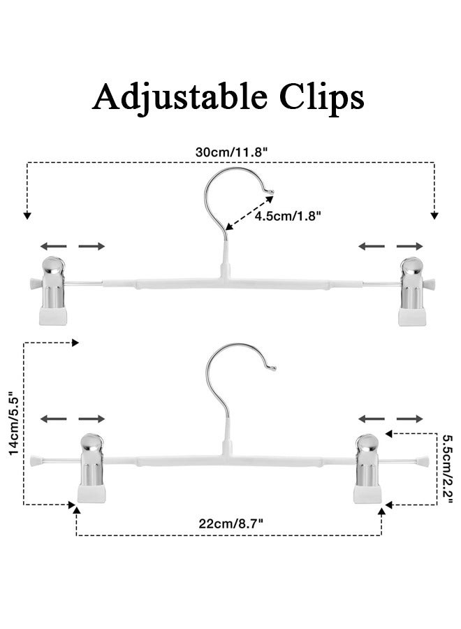 10 Pack Adjustable Multifunction Hangers with Clips for Pants, Skirts, Bras, Socks and Towels (White)  - Image 2