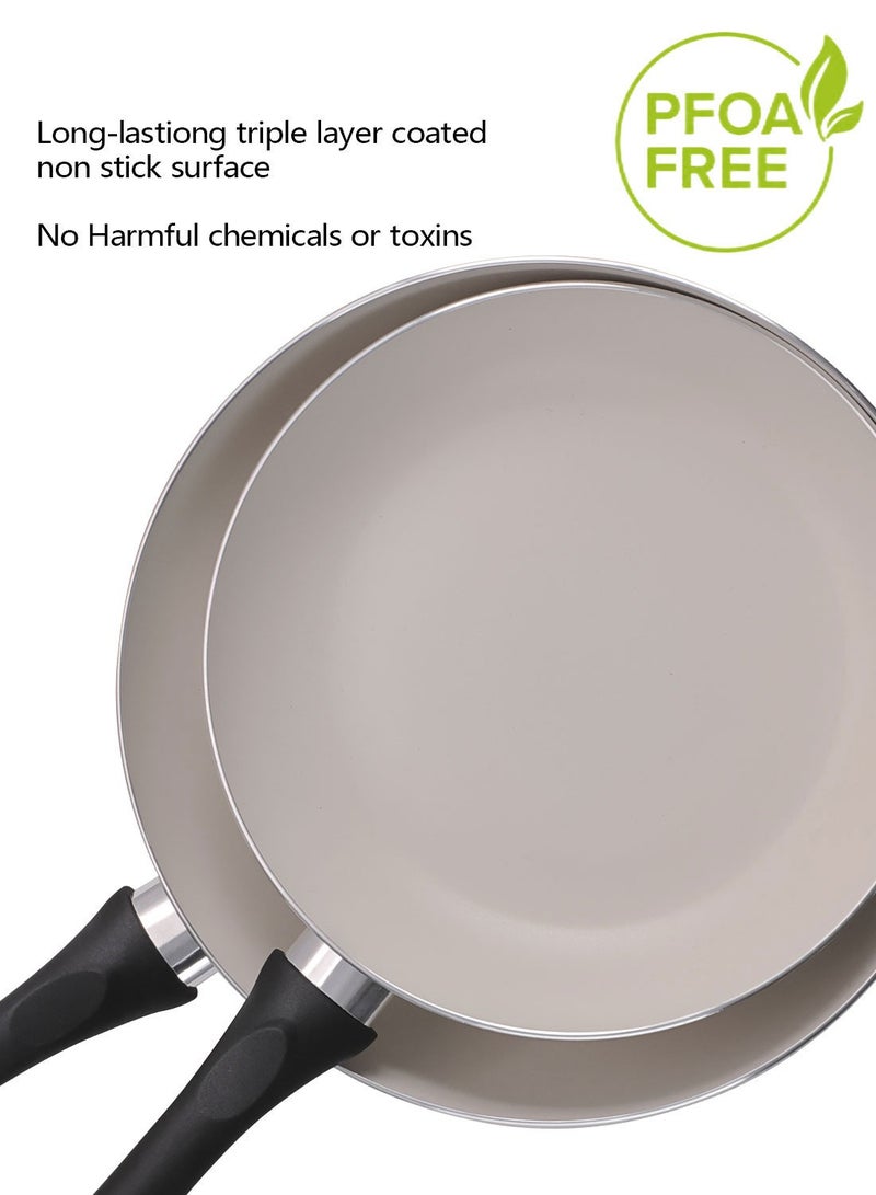 ايست من نون طقم أواني طهي مكون من 15 قطعة من الأواني والمقالي المصنوعة من الألومنيوم وسطح غير لاصق ومقابض من الباكليت وأغطية من الزجاج المقوى وخالية من حمض بيرفلورو الأوكتانويك (PFOA) للقلي - Image 2