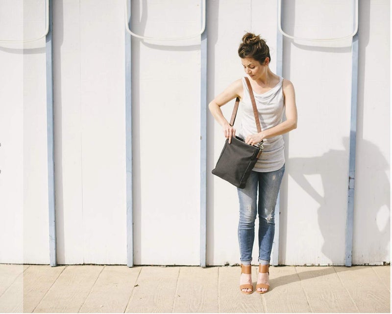 MAIKA Recycled Canvas City Sling Crossbody Bag, Waxed Ash, Grey - Image 2