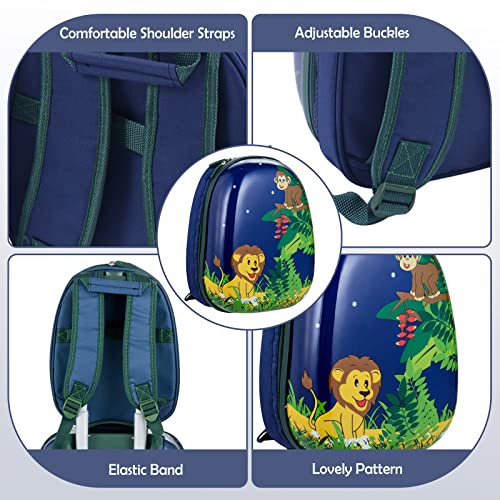 BABY JOY 2 PC Kids Luggage, 16" Toddlers Carry-on Suitcase & 12” Backpack Set, Children Travelling Case w/ 4 Casters & Retractable Handle, Lightweight Trolley Case for Boys & Girls (Elephant) - Image 5