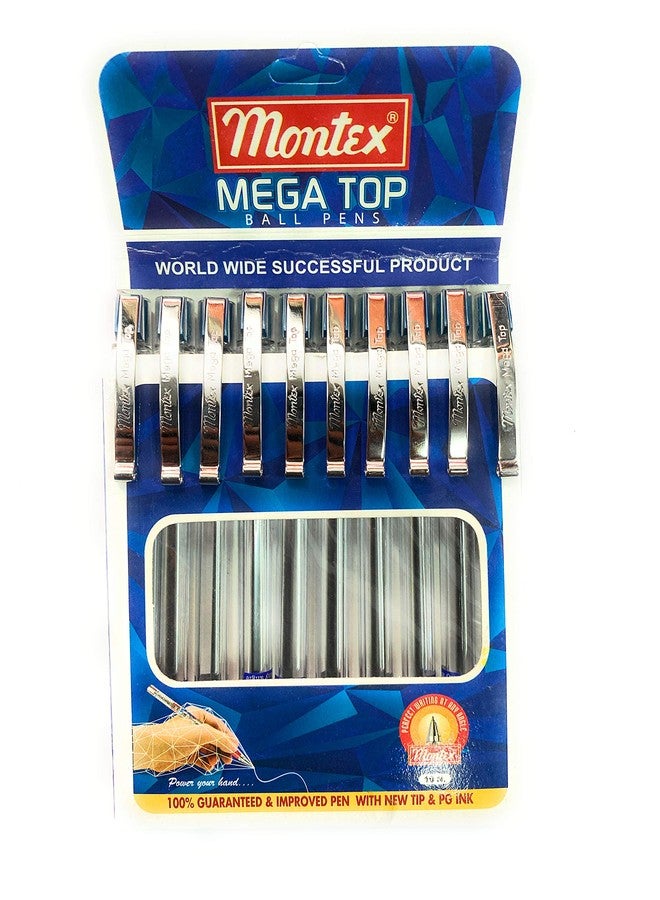 Montex Mega Top Ball Pen-Blue,Pack of 10 - Image 1