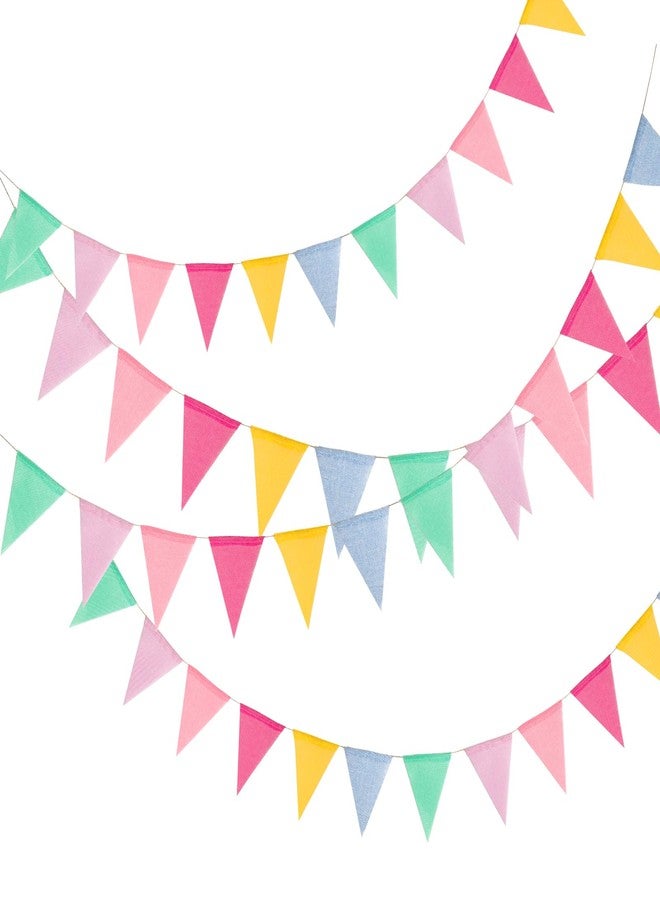 Fumwase Multicolor Burlap Banner 48 Pcs Pennant Banner Flags Rainbow Bunting Banner 52.5ft Reusable Pastel Garland for Birthday Baby Shower Easter Classroom Bedroom Window Wall Party Decoration - Image 1