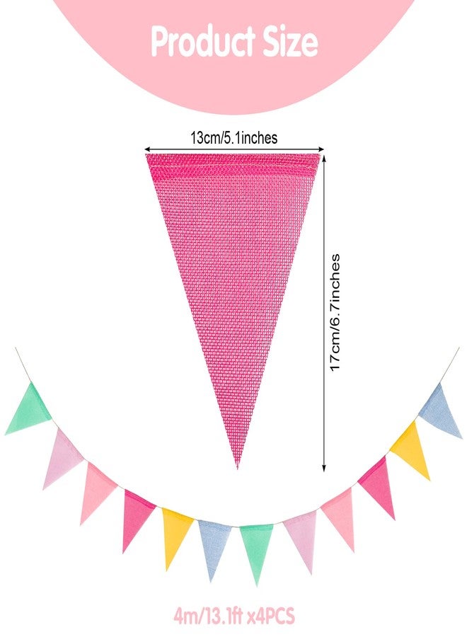 Fumwase Multicolor Burlap Banner 48 Pcs Pennant Banner Flags Rainbow Bunting Banner 52.5ft Reusable Pastel Garland for Birthday Baby Shower Easter Classroom Bedroom Window Wall Party Decoration - Image 2