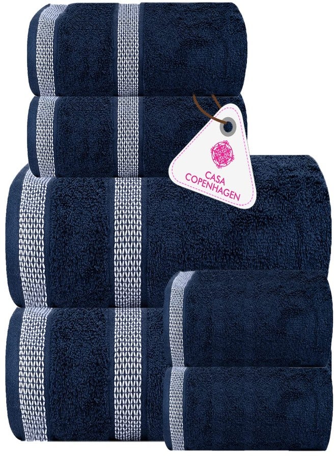 CASA COPENHAGEN Solitaire 6 Pieces Towel Set- Light Navy, 600 GSM 2 Bath Towel 2 Hand Towel 2 Washcloth, Designed in Denmark Made of Soft Egyptian Cotton for Bathroom, Kitchen & Shower - Image 1