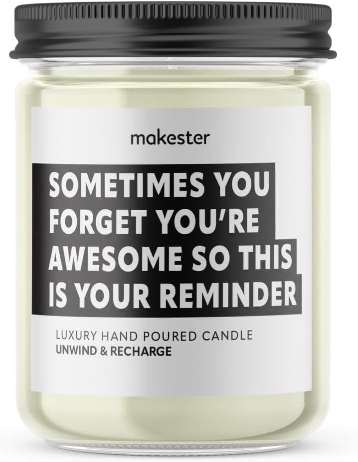 Makester Spiritual Candle - 220g Soy Wax with Madagascan Vanilla, Jasmine & Sugared Almond - Spiritual Gift Sometimes You Forget You are Awesome - Funny Candles by Makester - Image 2