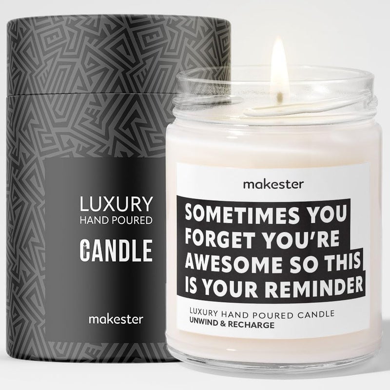 Makester Spiritual Candle - 220g Soy Wax with Madagascan Vanilla, Jasmine & Sugared Almond - Spiritual Gift Sometimes You Forget You are Awesome - Funny Candles by Makester - Image 1