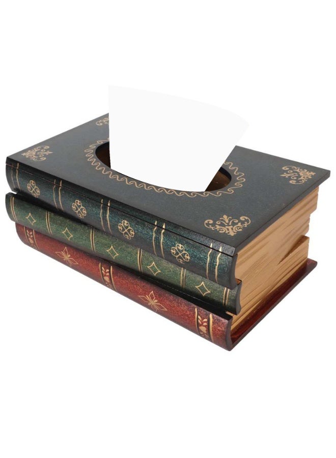 Book Tissue Dispenser Decorative Retro Environmentally Friendly Hand Painted Textured for napkin Holder - Image 1