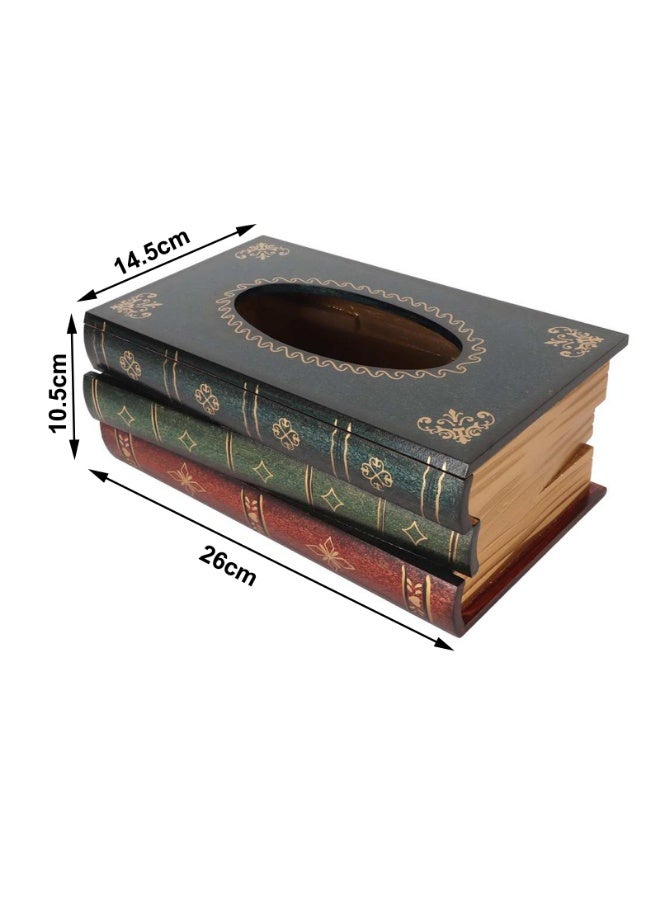 Book Tissue Dispenser Decorative Retro Environmentally Friendly Hand Painted Textured for napkin Holder - Image 2