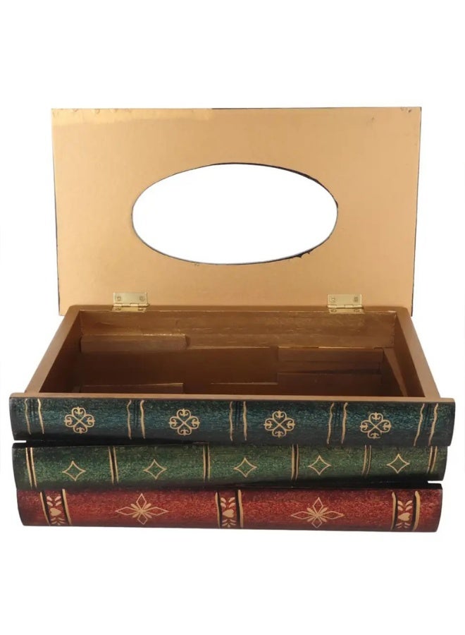 Book Tissue Dispenser Decorative Retro Environmentally Friendly Hand Painted Textured for napkin Holder - Image 4
