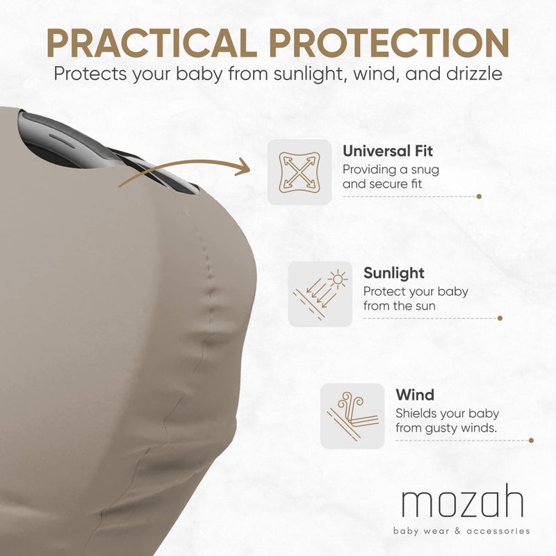MOZAH غطاء متعدد الاستخدامات للأطفال MOZAH: 9 في 1 أغطية مقاعد السيارة، غطاء مظلة، غطاء للرضاعة الطبيعية، غطاء لعربة الأطفال والمزيد، هدايا استحمام للأولاد والبنات (بيج دافئ) - Image 3